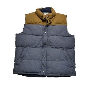Gap Vest Mens Large Gray Brown Quilted Puffer Snap Front Insulated Collared